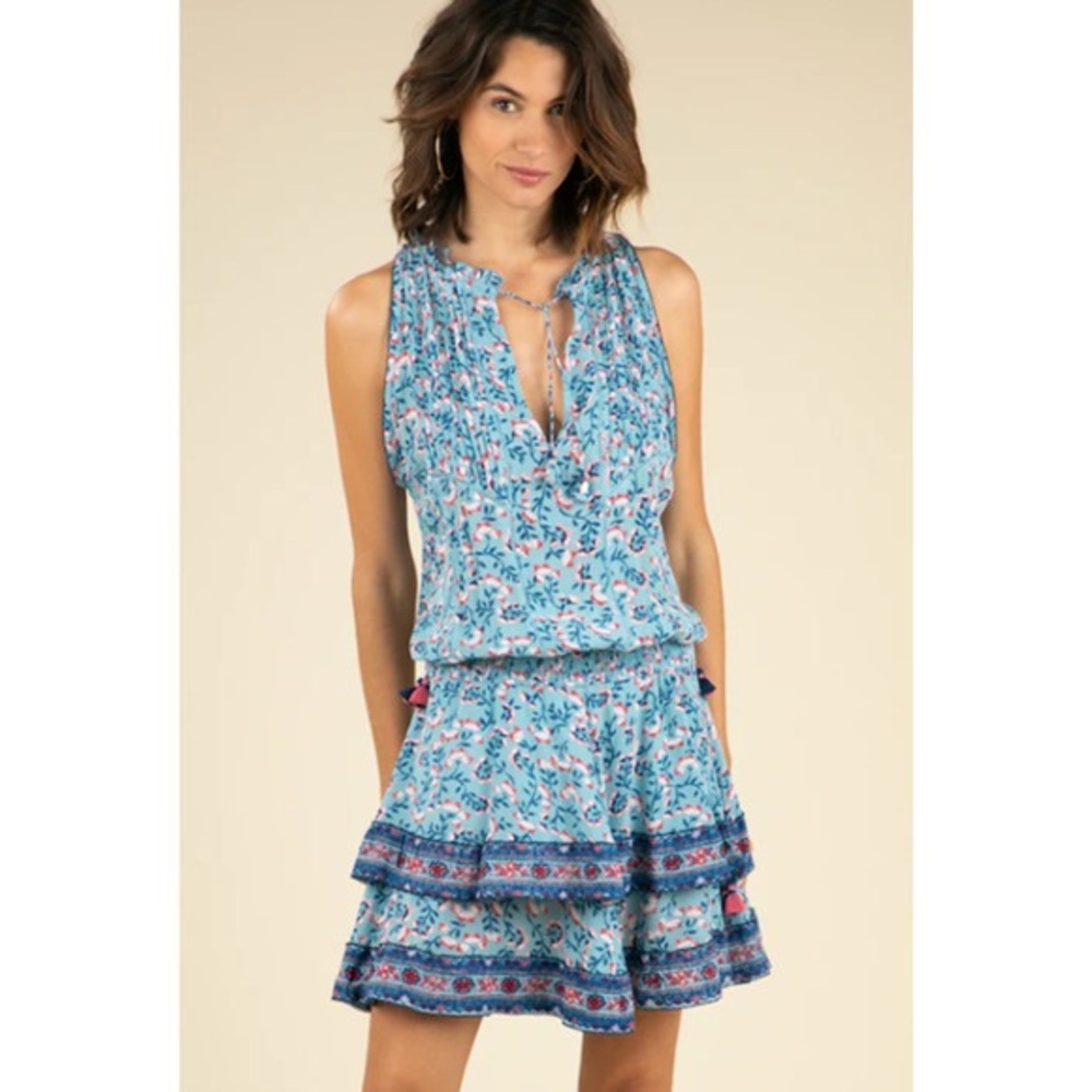 Poupette St Barth floral mini dress in blue